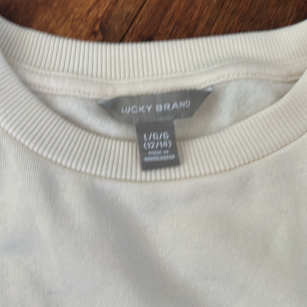 Girls Cream Ruffle Sleeve Top - Picture 3 of 3